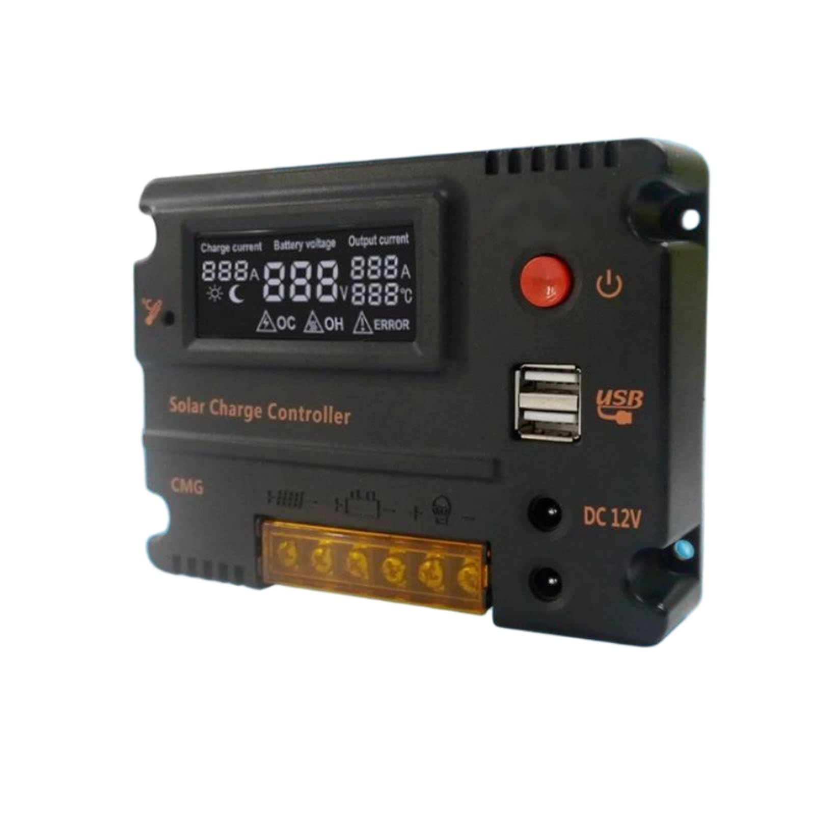 Régulateur Solaire PWM 12V/24V 10A/20A avec Double Port USB pour Charge Panneau Photovoltaïque