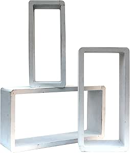 Set 3 Mensole Cubo In Legno Paulownia Rebecca - Scaffali Parete Moderni Per Soggiorno E Camera - Foto 4