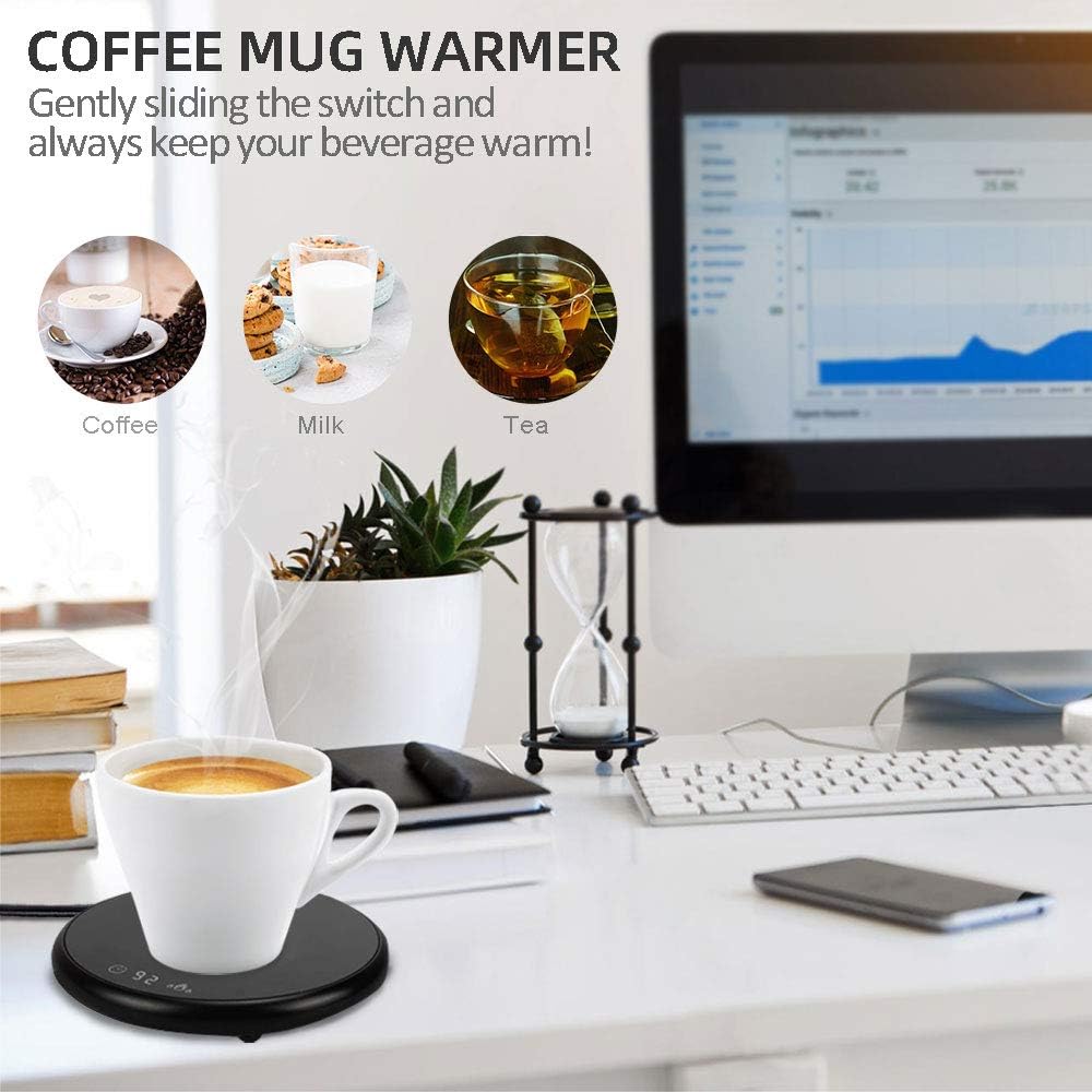 Coffee Mug Warmer Electric Smart Beverage Warmer with Timer & Temperature Control for Office/Home Suitable for Water,Cocoa,Milk & Coffee Electric Cup Beverage Plate - Black