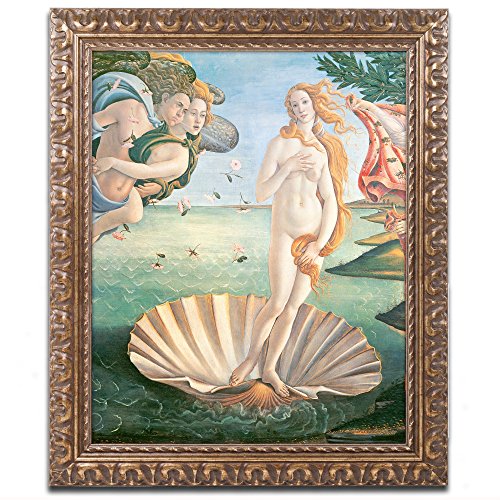 Birth of Venus 1484 Artwork by Sandro Botticelli, 11 by 14-Inch, Gold Ornate Frame