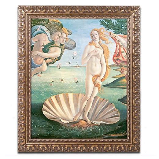 Birth of Venus 1484 Artwork by Sandro Botticelli, 11 by 14-Inch, Gold Ornate Frame