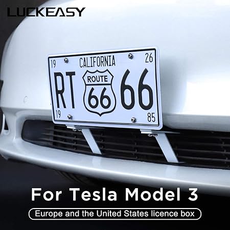 LUCKEASY Auto Accessories Exterior Modification for Tesla Model 3 US Version Universal Aluminum Alloy License Plate Frame 1PCS (White)…