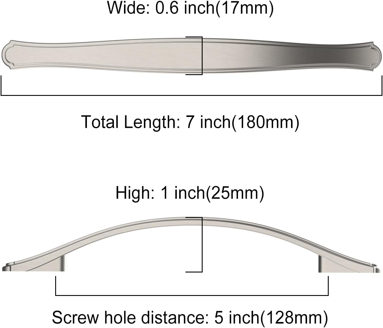 Asidrama 10 Pack 5 Inch(128mm) Brushed Satin Nickel Kitchen Cabinet Handles Cabinet Pulls Kitchen Cabinet Hardware for Cupboard Drawer Pulls