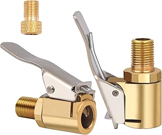 SAFELIFE Tire Air Chuck with Clip, Heavy Duty Brass Locking Tire Inflator Air Chuck Adapter, Open Flow Lock on Air Chuck Hose end with Brab Connect for Compressor Pump Hose Repair-2 Pack (8MM)