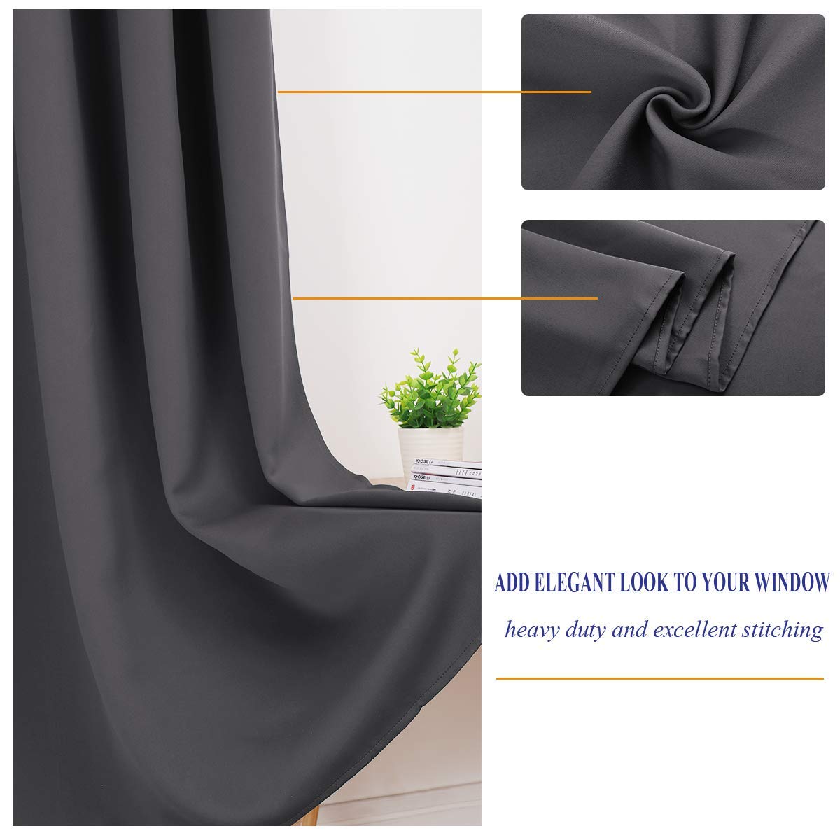 HOMEIDEAS Szare zasłony zaciemniające, 2 panele, 117 x 229 cm, zaciemniające zasłony z przelotkami do sypialni salonu, izolacja termiczna, zasłony okienne blokujące światło