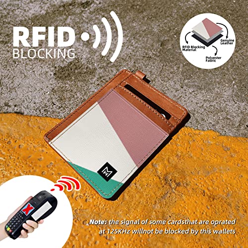 Image of Credit Card Holder Wallet for Women Slim Minimalist Wallet RFID Blocking Leather Wallets Elastic Front Pocket Wallet for Women, geometry, 4.5 x 3.2 x 0.3 inches, Minimalist