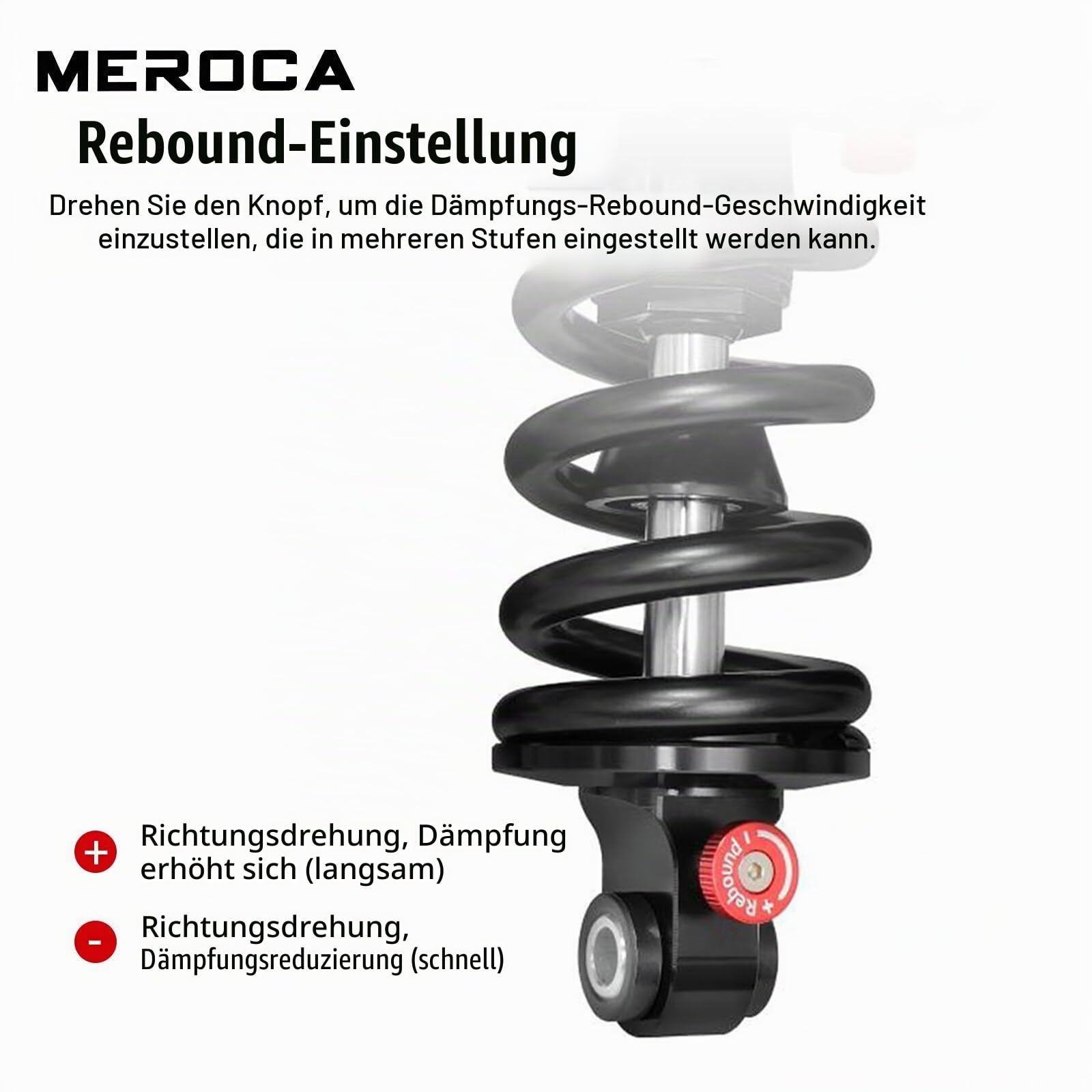 MEROCA Einstellbarer Luftfeder-Spiralfeder-Über-Stoßdämpfer für Mountainbikes, 190-265mm, 550LBS-Feder, Rückprall, Kompression, Vorspannung und Luftdruck (200-300 PSI) Passend für MTB/Downhill/E-Bikes