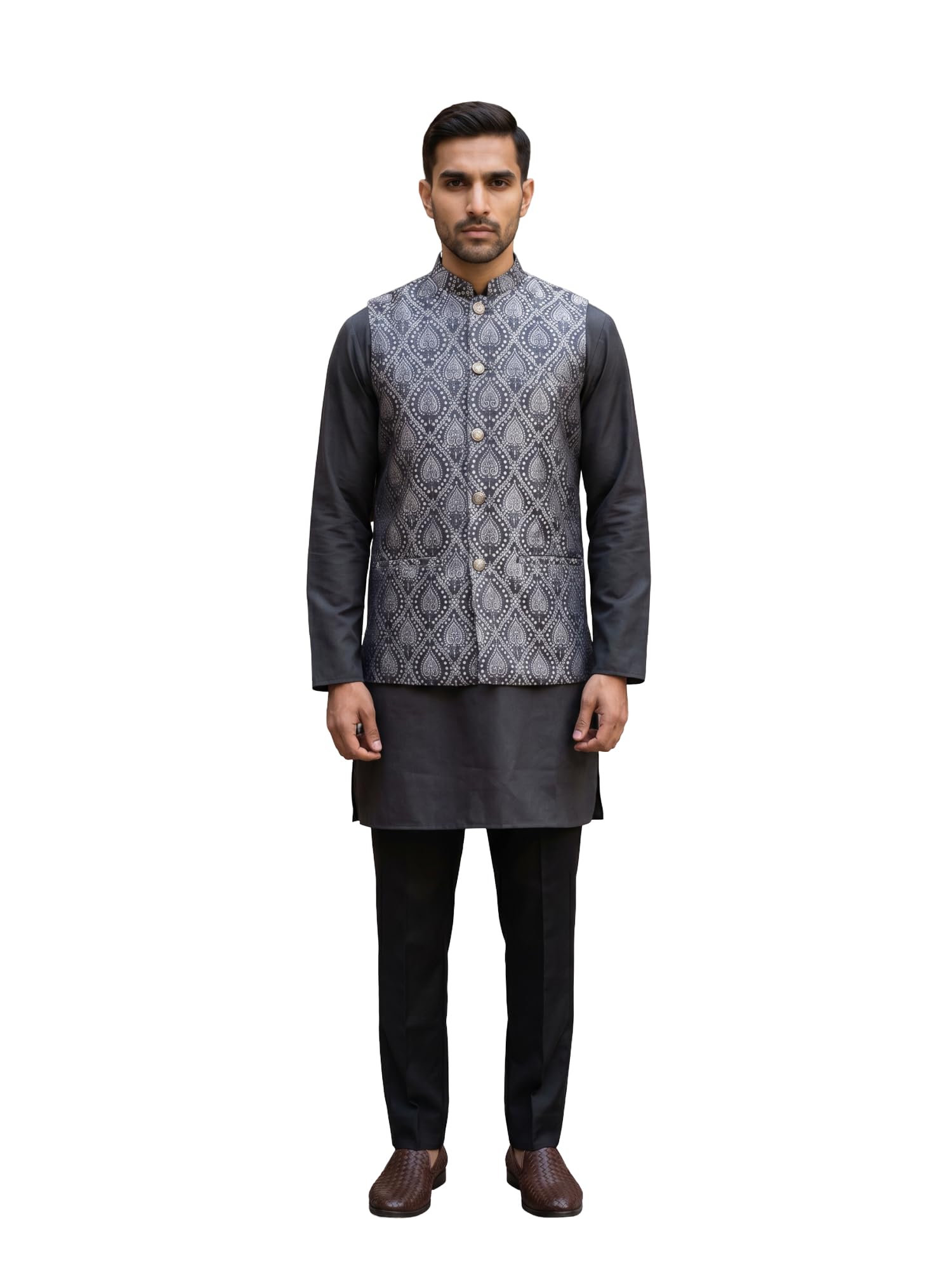 jompers Premium Woven Design Nehru Jacket with Kurta Pyjama-picture-37