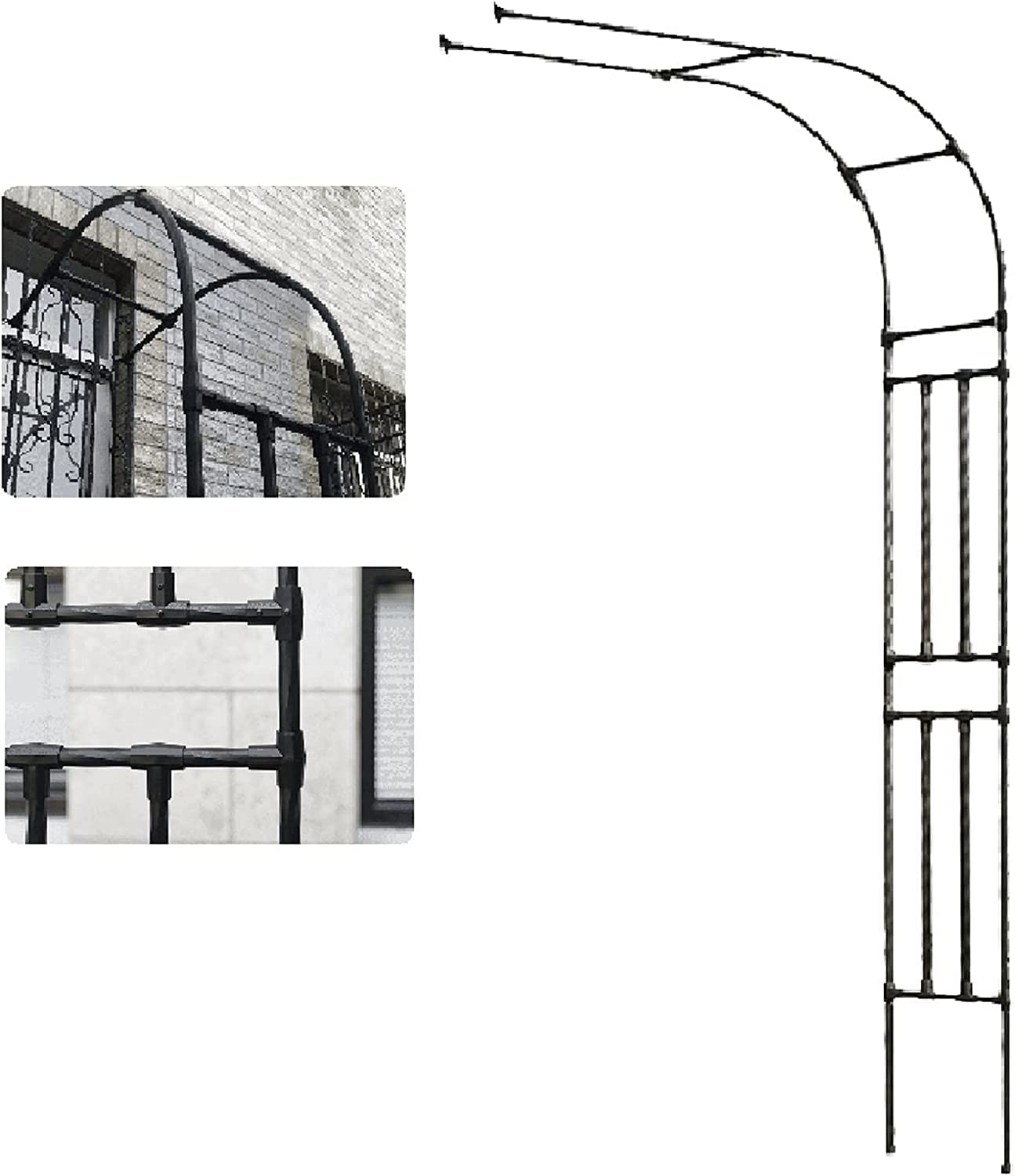 GTYUNZP Half against the wall Garden Arch for Outdoor Plants Gate Entry Paths Self Assembly Rose Archway (Color : Black, Size : 240x90x40cm)
