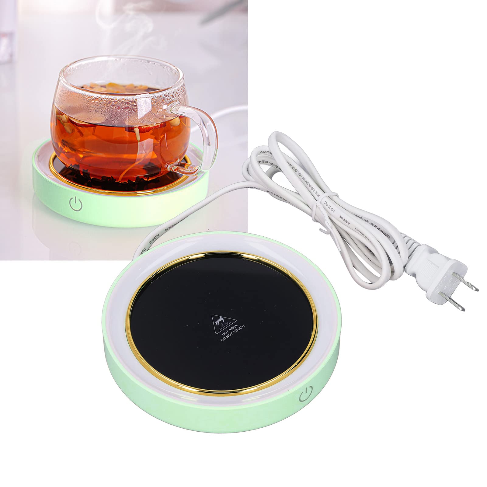 Calentador de tazas, calentador de café de temperatura constante para escritorio, calentador eléctrico de tazas con luz LED para casa, oficina, cafetería (verde)