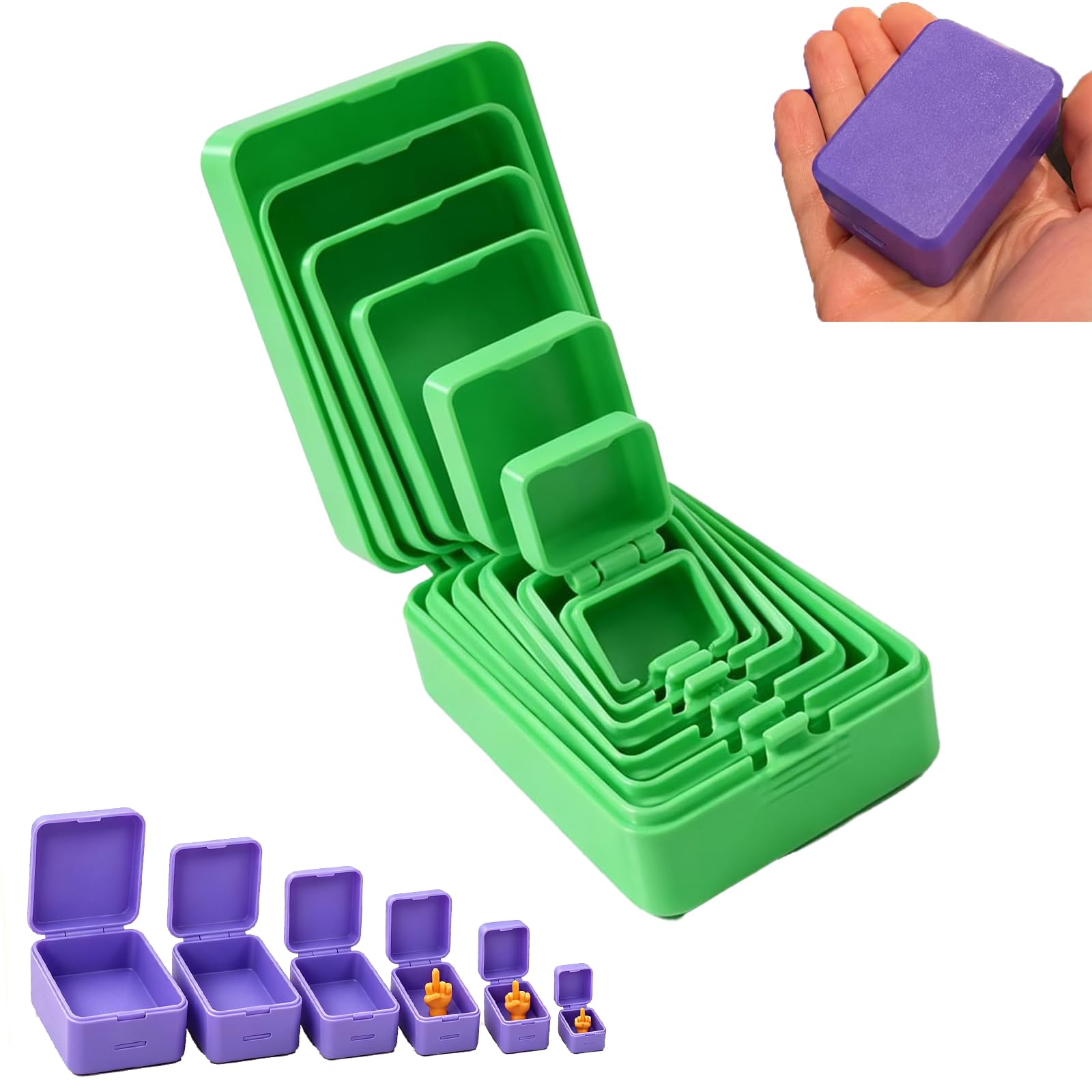 Never Ending Middle Finger Prank Gift Box, 6-Layer Nested Screw Design Surprise Box, Reusable 3D Printed Gotcha Box for Annoying Friends, Coworkers, White Elephant & Birthday Gag Jokes，Green