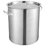 VEVOR 18/8 Stainless Steel Stockpot, 42QT Large Cooking Pots, Multipurpose Cookware Sauce Pot with Composite Base, Heavy Duty Commercial Grade Stock Pot, Sanding Treatment, for Large Groups Events