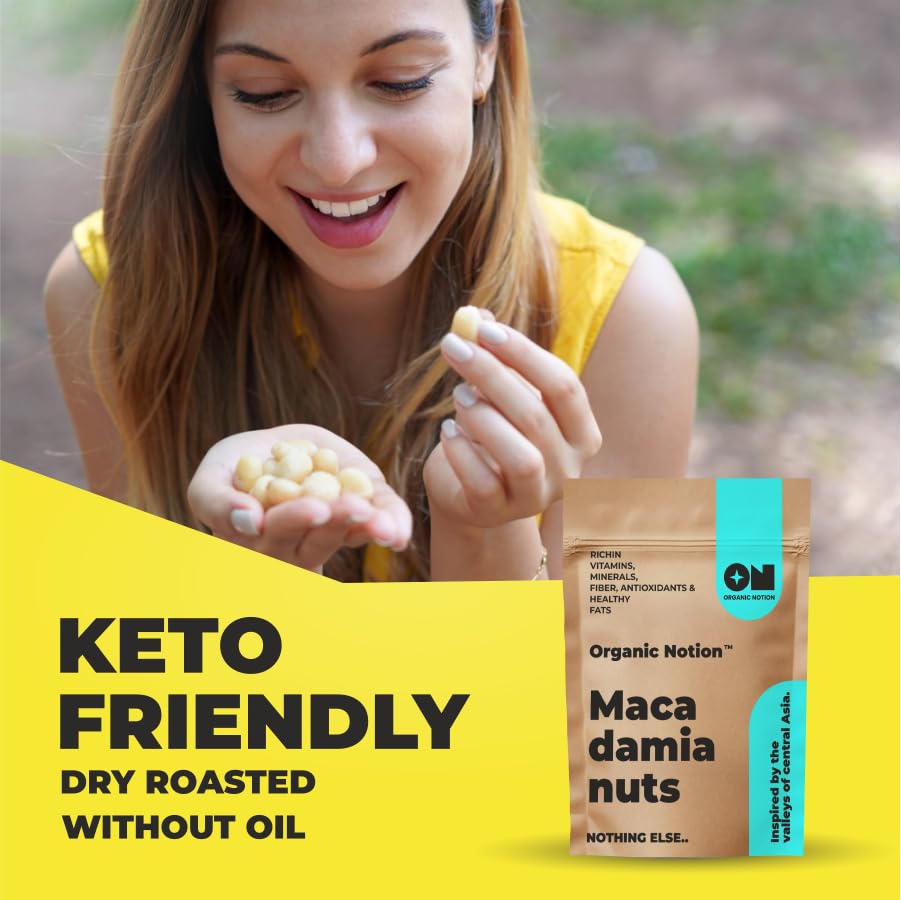 Image of Organic Notion Macadamia Nuts 200g | Grade A++,Guilt-Free Snacking, Rich in Healthy Fats & Antioxidants | Crunchy & Creamy Texture | Resealable Pouch(Kernels)