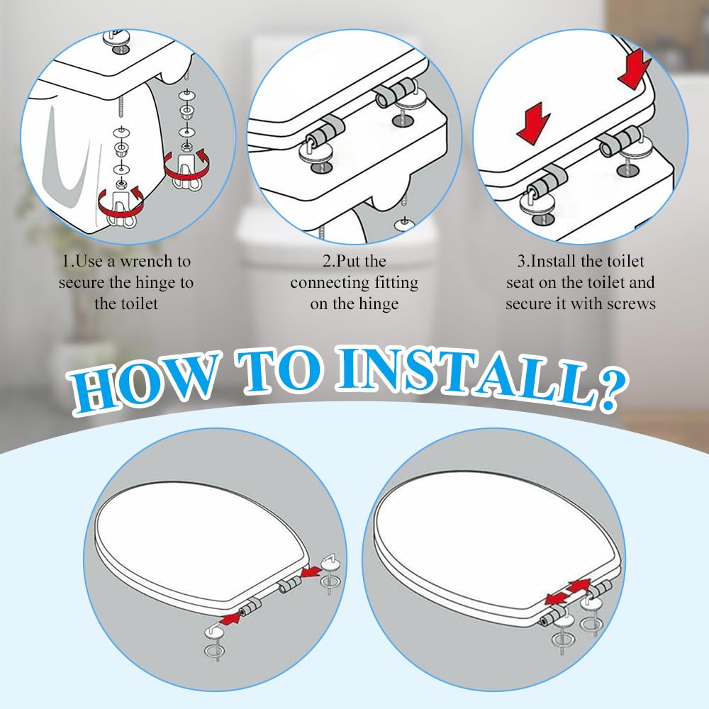 NAROSEBE 2 Kit Cerniere del Sedile del WC Cerniere Tavoletta WC Acciaio Inox Cerniere di Ricambio per WC Cerniere Copriwater Universali Kit Fissaggio Tavoletta per la Maggior Parte dei Modelli di WC