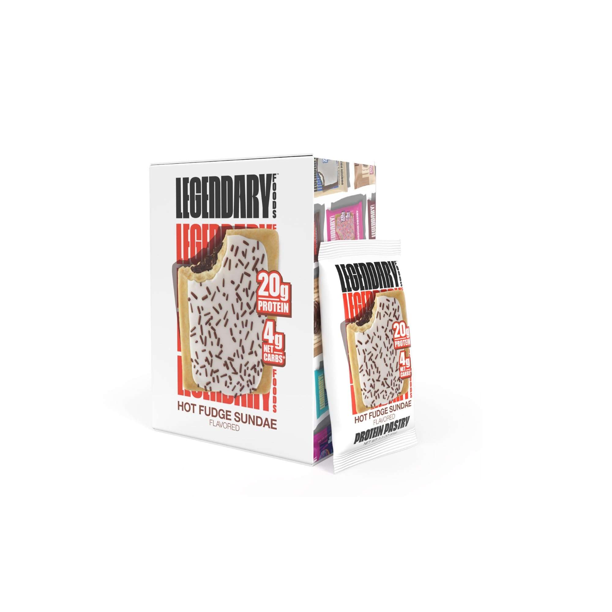 Legendary Foods 22g Protein Pastry 0g Added Sugar, Low Carb, Gluten Conscious, Keto Snack, Ideal for Glucose Management, Includes Whey Protein Isolate (4, Frosted Strawberry)