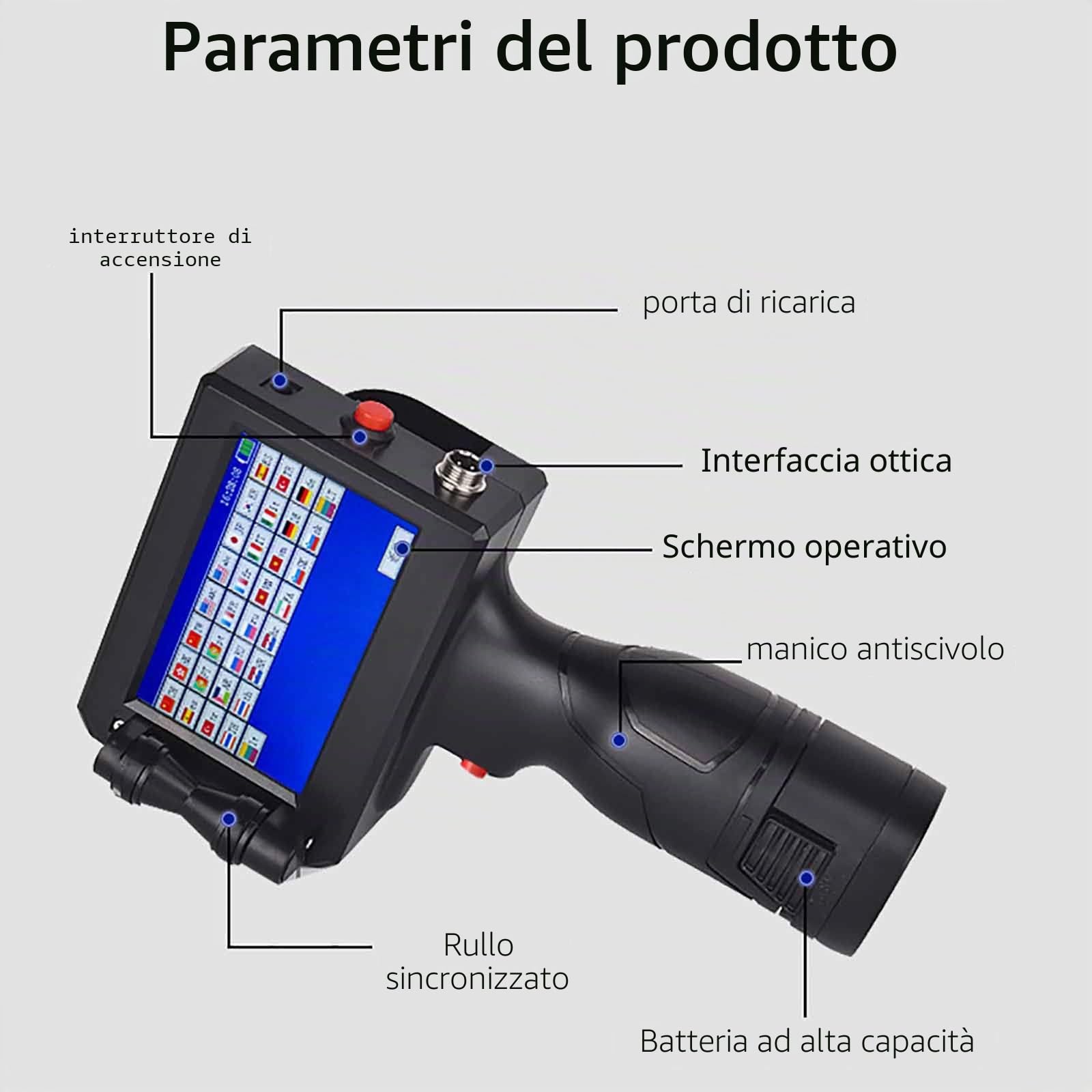 Stampante Portatile a Getto d'Inchiostro, Stampante Portatile con Touch Screen da 4,3 Pollici, Macchina per la Codifica a Getto d'Inchiostro ad Asciugatura Rapida per Data di Scadenza