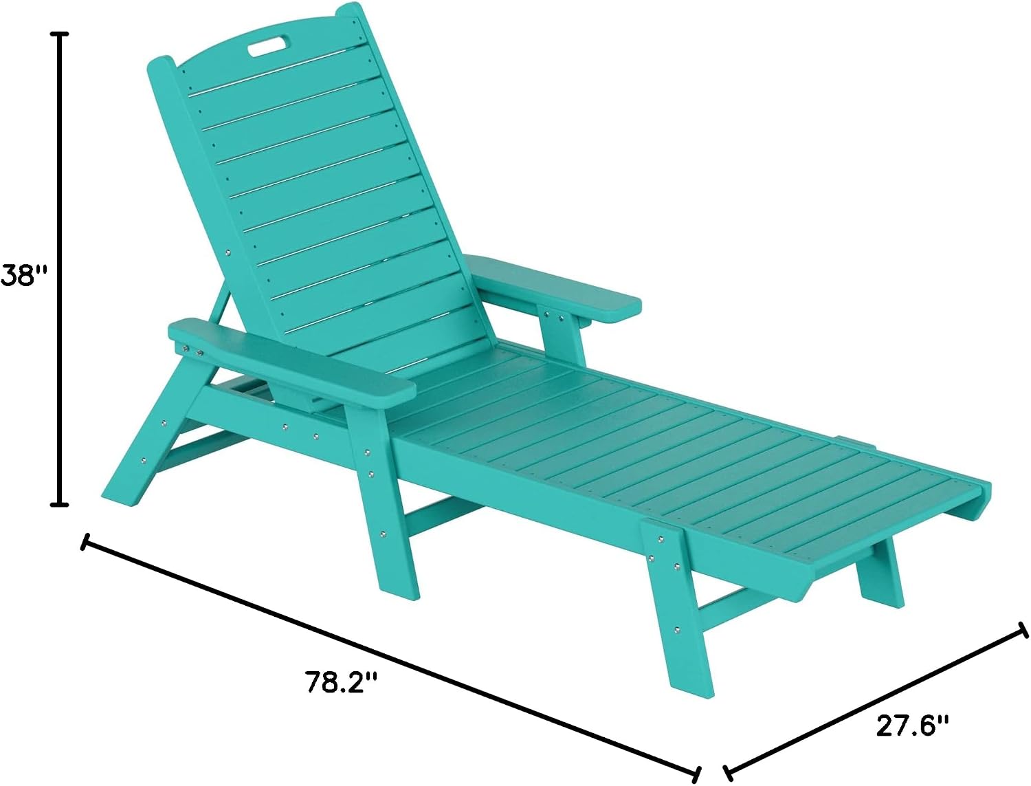 WO Home Furniture Set of 2pcs HDPE Adirondack Reclining Chaise Lounge, Poly Lumber Chairs with Armrest, Weather UV Resistant for Outdoor, Patio, Backyard, Beach, Poolside, Porch, Turquoise