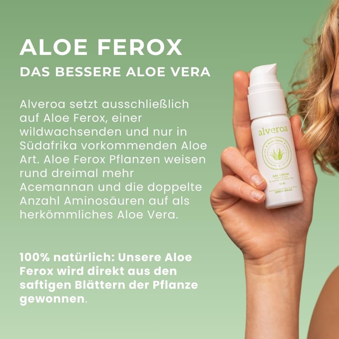 Day Cream | Le vainqueur du comparateur | Crème naturelle à l'aloe vera | Anti-âge | Cosmétique naturel | Crème pour le visage | Crème hydratante pour le visage | Peau normale et grasse | 50