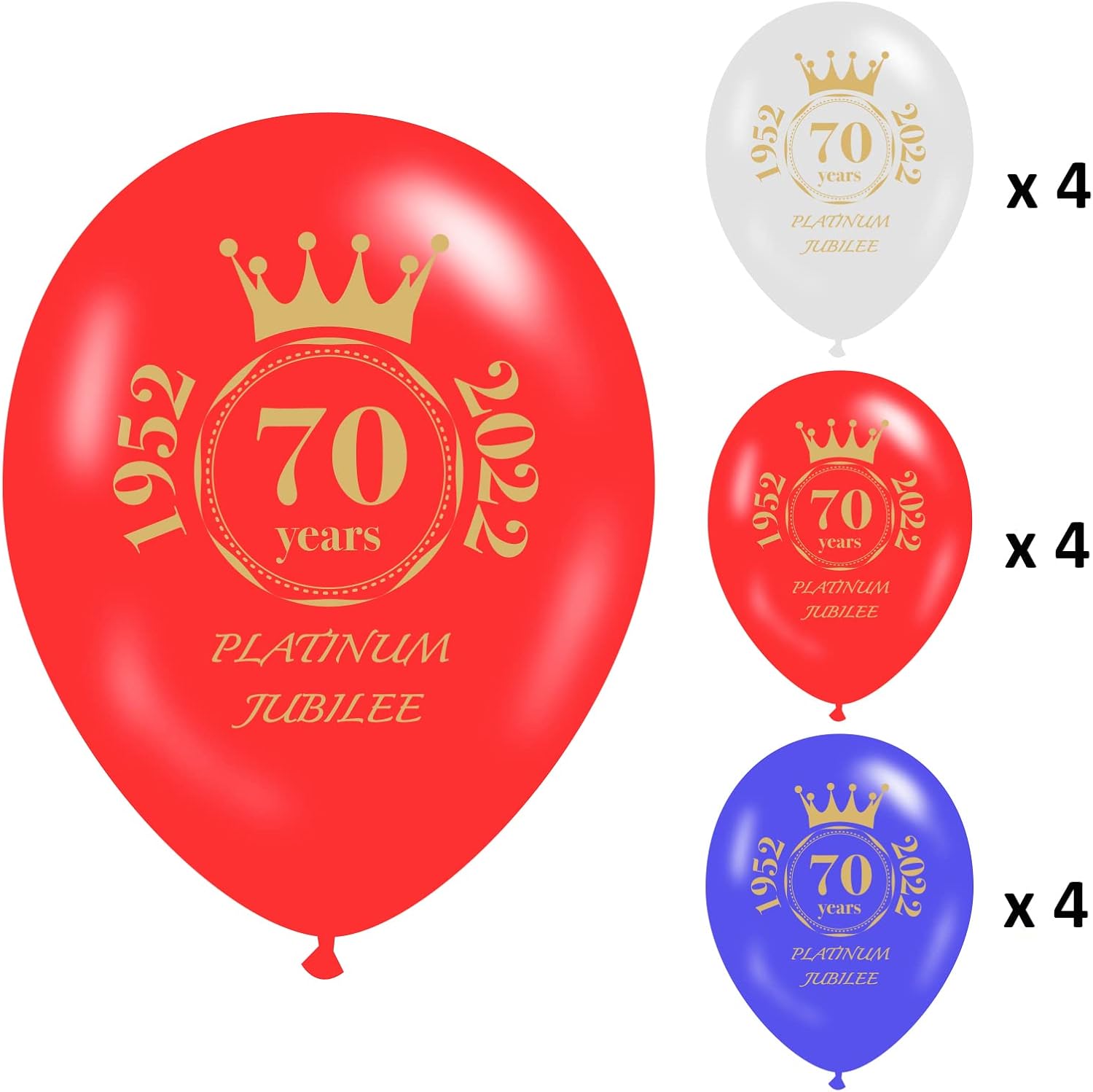 12pcs Jubilee Decorations 2022 Balloons, Queens Platinum Jubilee