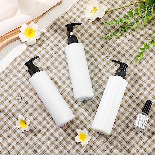Thyle 20 Pcs Plastic Pump Dispenser Bottle 8 oz Refillable Plastic Bottles Bulk Lotion Container Travel Lock Empty container for Shampoo Massage Oil Dispensing (White bottle, black head)3