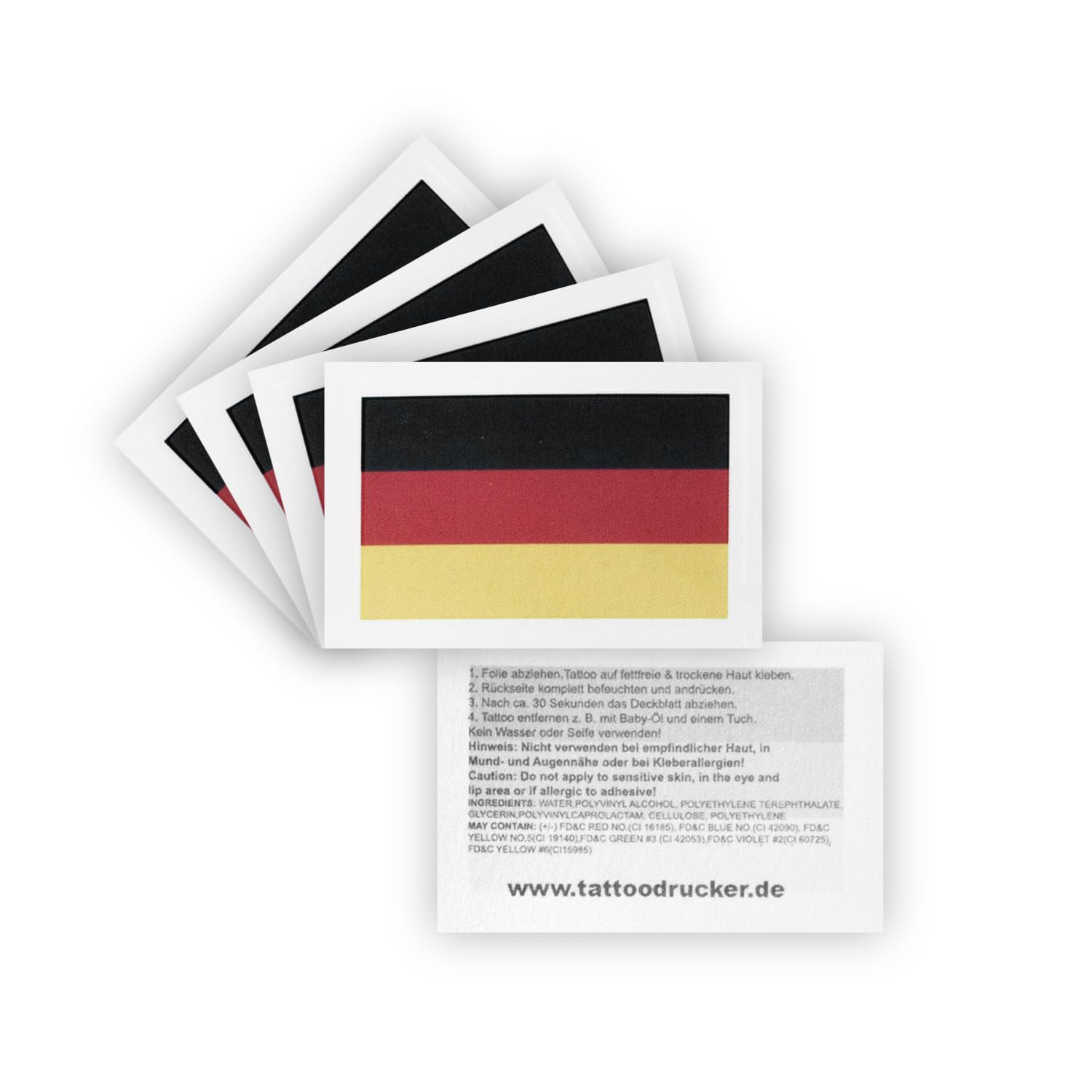 1000 x Deutschland Fahne als temporäres Abziehbild - WM 2026 Fan Tattoo (1000)