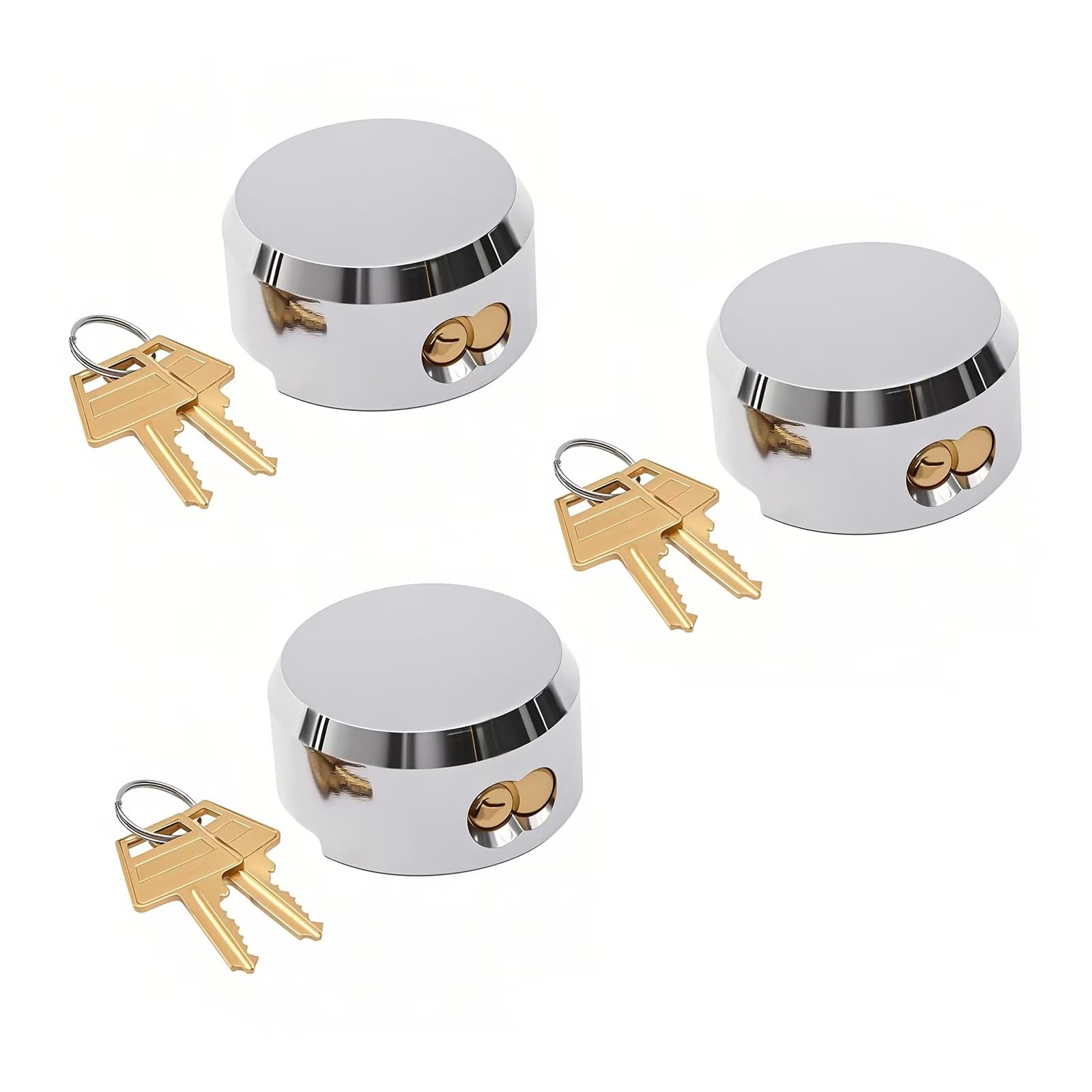 Mardili Hidden Shackle Trailer Puck Padlocks with Keyed Alike, 2-7/8" Puck Lock,Moving Trucks & Vans Door Lock, Soild Steel, Pack of 3