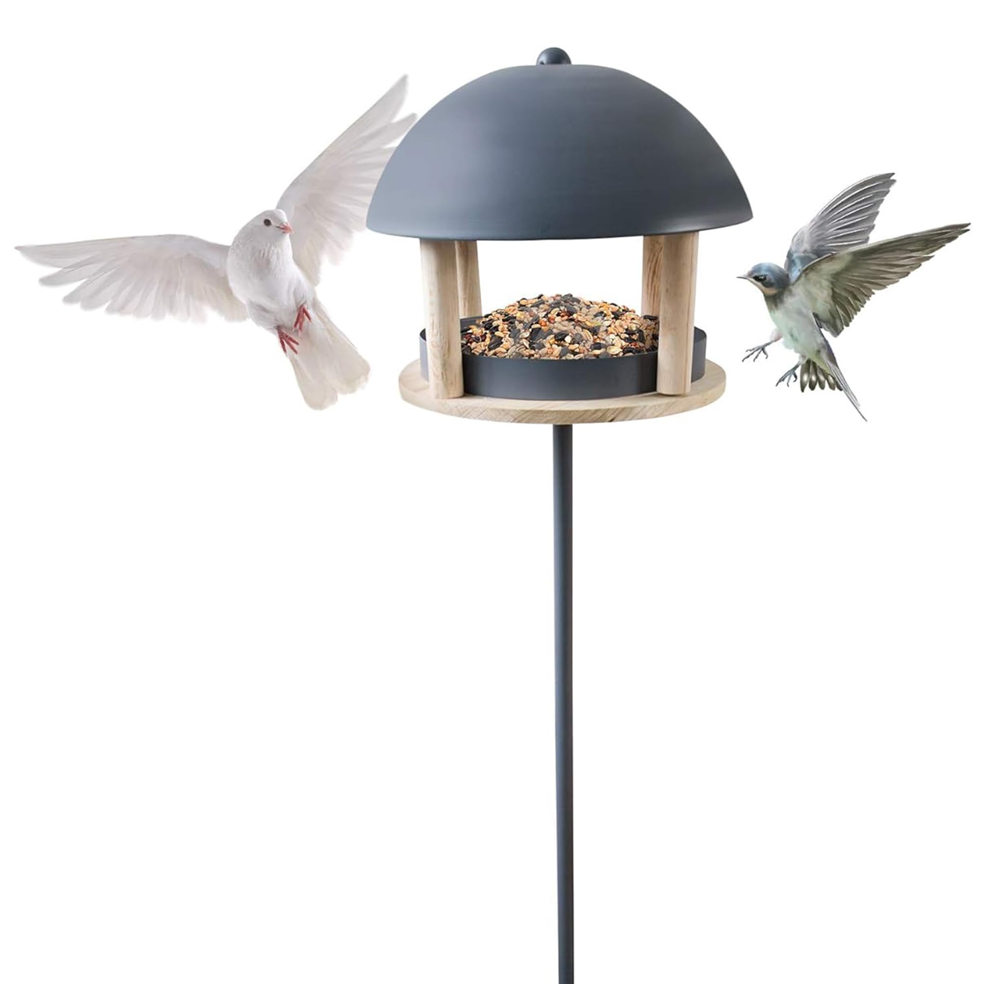 Petlicity Bird Table House Feeder - Heavy Duty Metal and Woden Bird Feeder