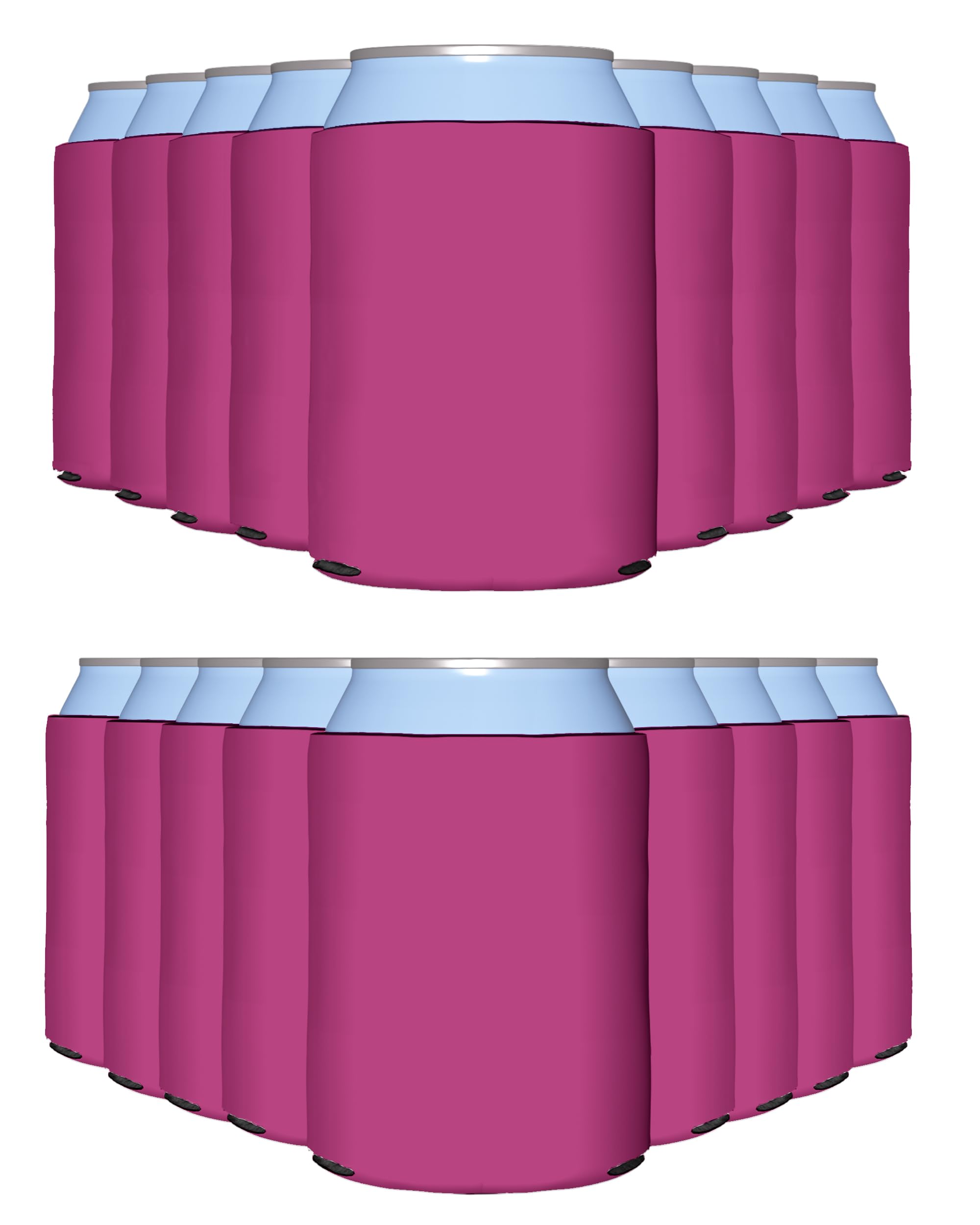 PartyPrints 25 Pack Neon Pink Blank Can Cooler Sleeves, Customizable Bulk Insulated Foam for Beer, Collapsible Plain Drink Holder, Cold Soda Insulator, 12oz Regular, 16oz Tall Cans
