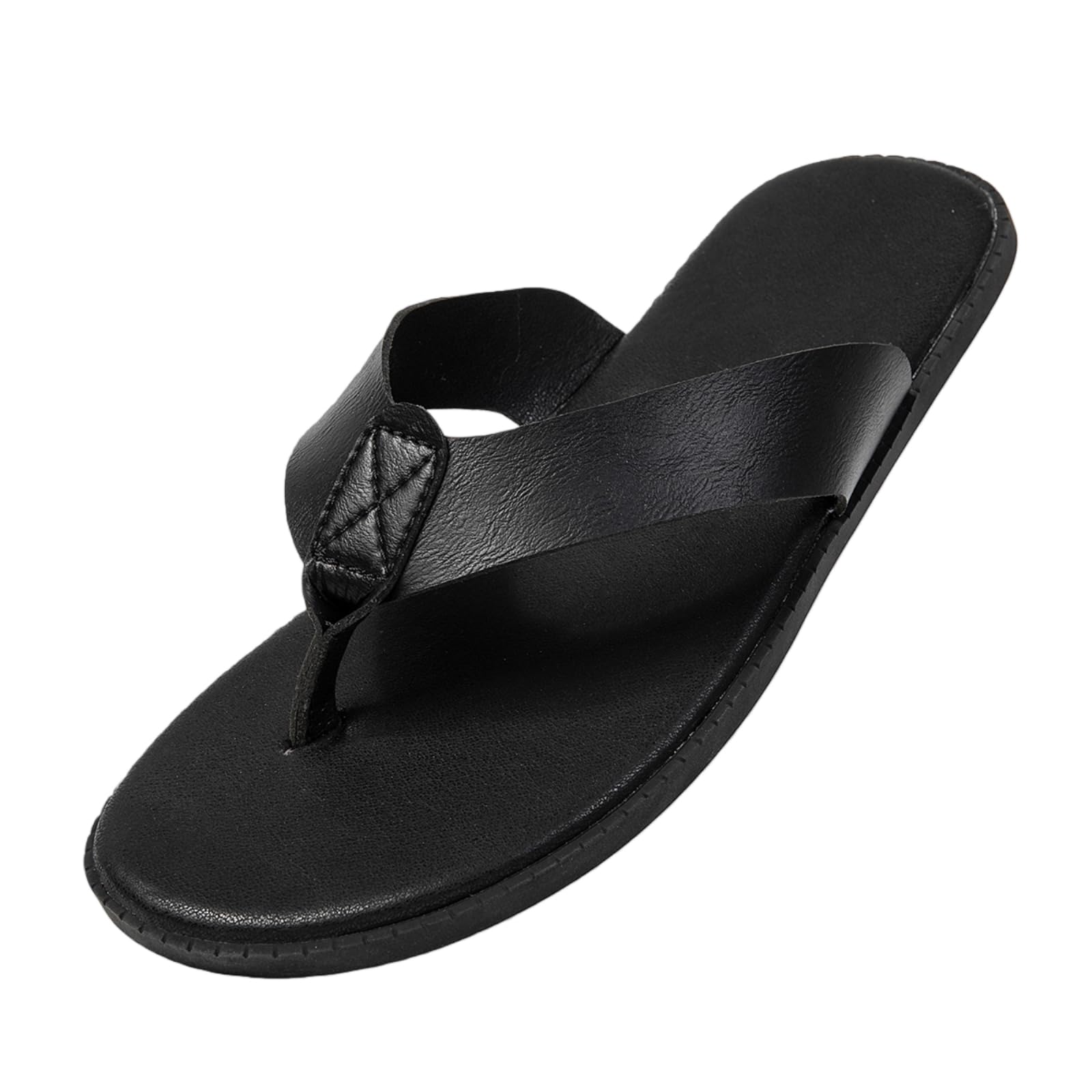Chanclas Sandalias De Los Hombres Liso Plano Cojín Plantilla Borde Cosido Antideslizante Sola Playa Hogar Diario Verano Al Aire Libre-Dark Brown-40