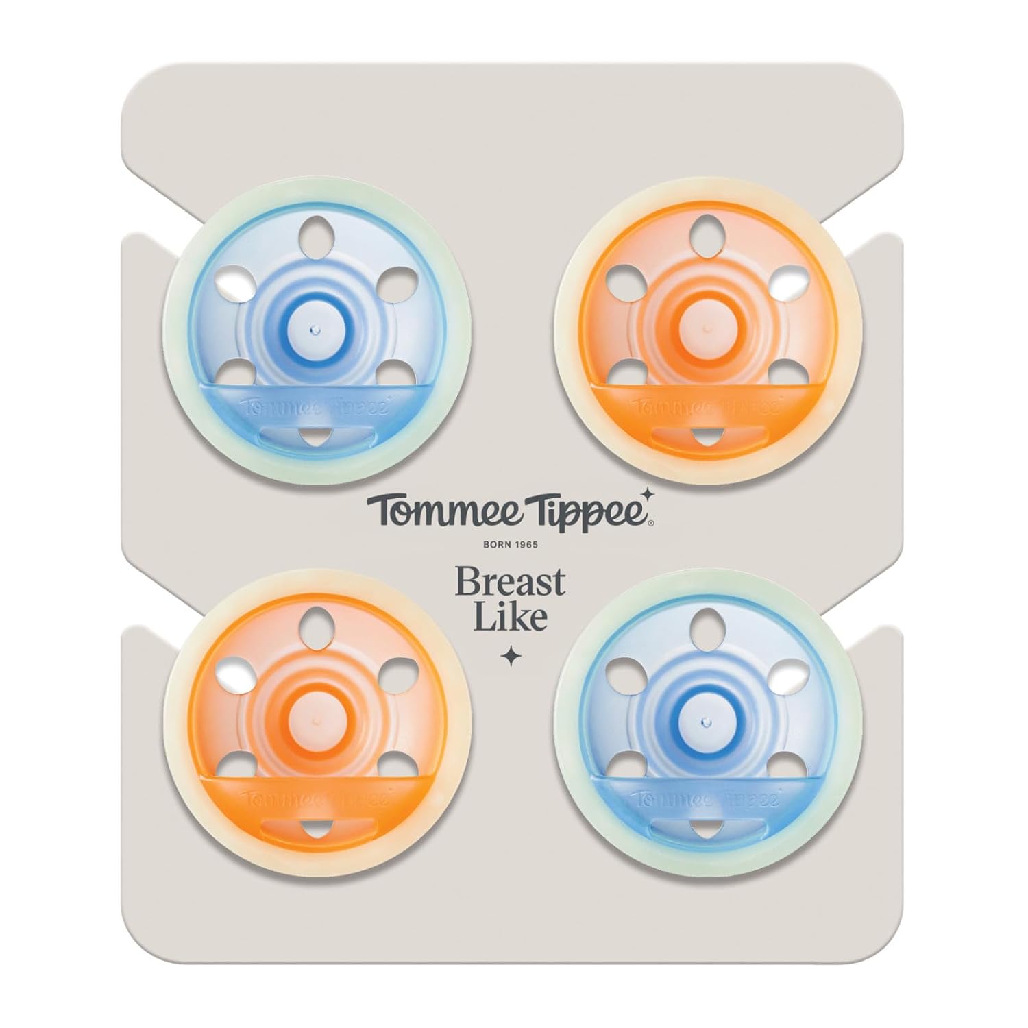 Tommee Tippee Breast-Like Night Pacifier, Glow in Dark, 0-6m, Pack of 4