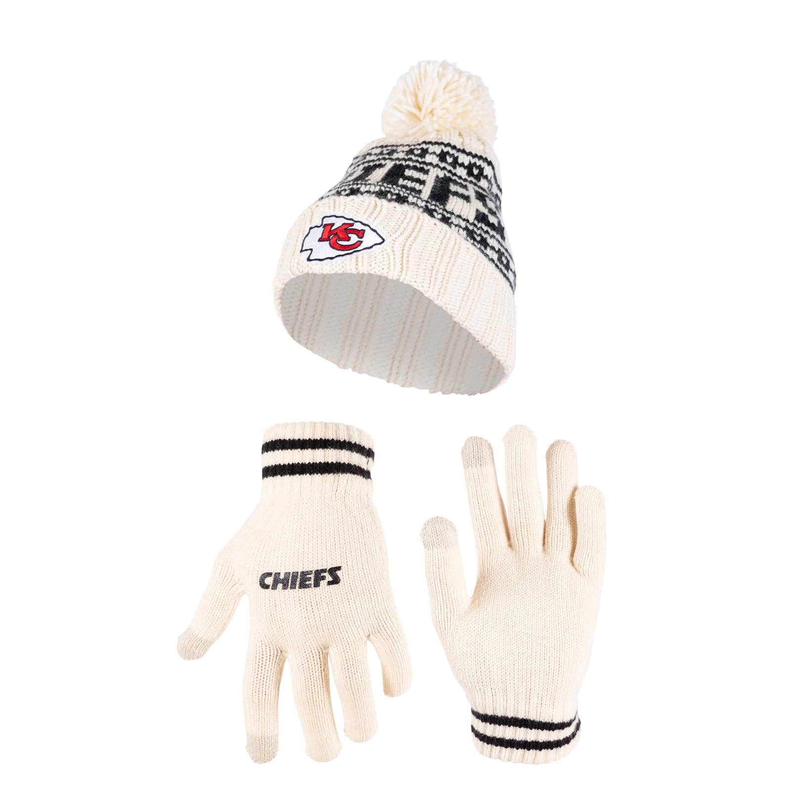 Ultra GameAdults Unisex NFL Official Super Soft Cable Knit Winter Beanie Knit Hat with Extra Warm Touch Screen Gloves