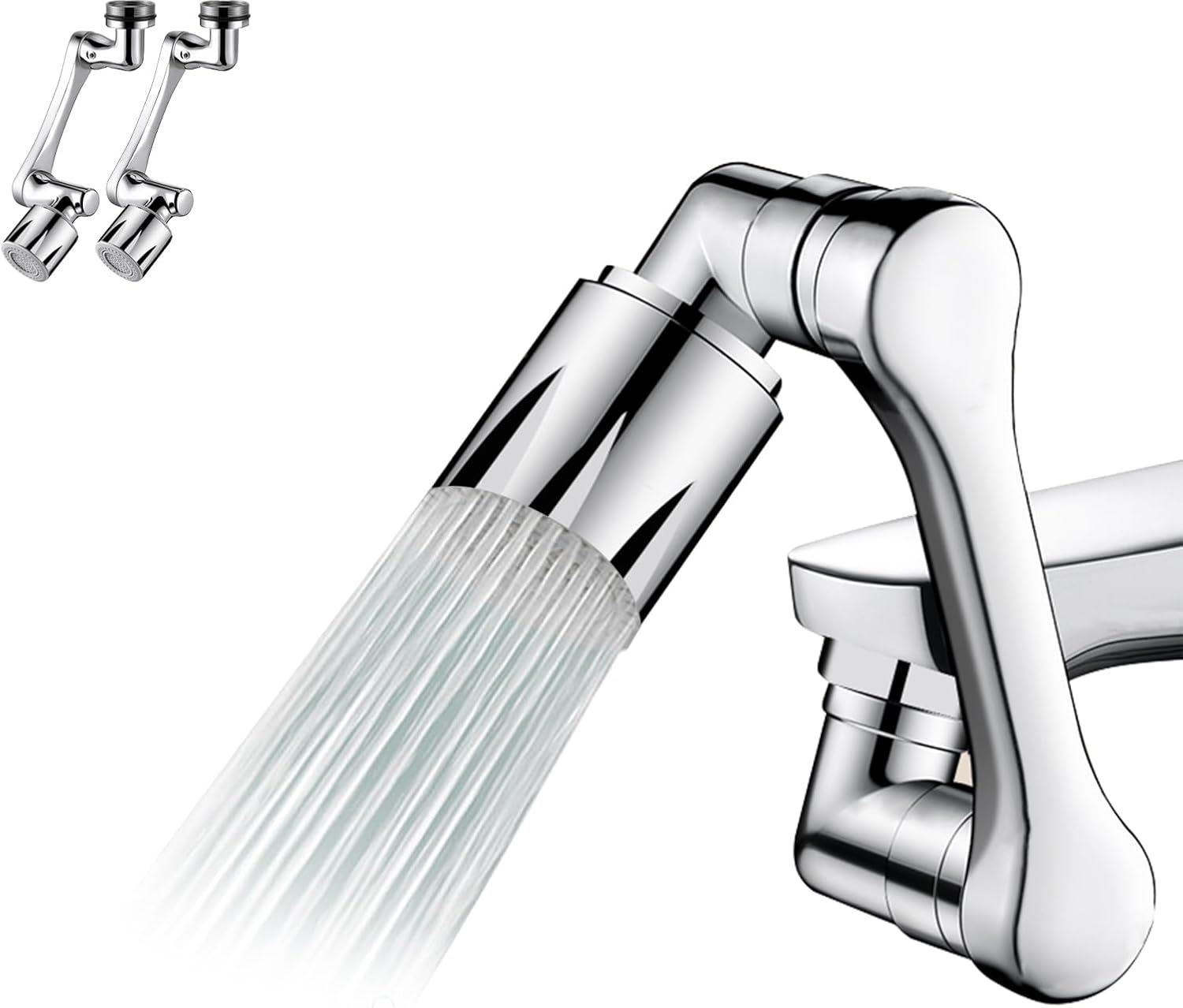 2 Pack 1440° Swivel Faucet Extender Sink Aerator 2 Mode Splash Water Filter Extension Kitchen Bathroom 360° Rotatable Spray Attachment Multifunctional Universal Robotic Arm Wash Hand Hair