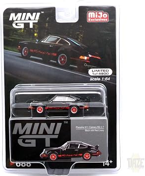 MINI GT 164 Scale MIJO EXCLUSIVE - PORSCHE 911 CARRERA RS 2.7 BLACK/RED LIVERY MiJo Limited Luce 911 Carrera RS 2.7 Black/Red Revery Parallel Import
