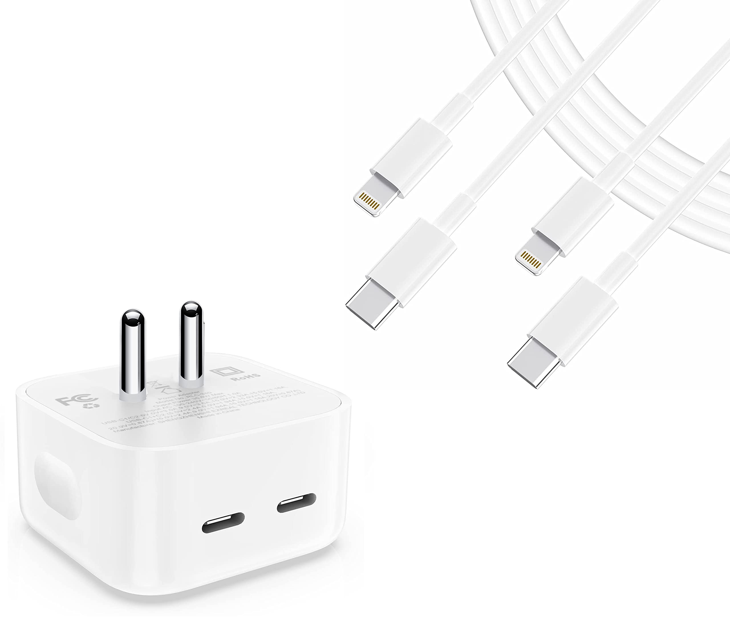 AINE 35W Dual PD 3.0 GaN USB-C Port Power Adapter Fast Wall Charger Replacement for i-Phone 13 12 11 14 Pro Max Plus Mini, i-Pad, Air-Pods, Mac-Book Air for i-Phone to C Type (Two Cables Included) (B0BYHHPLK9) Amazon Price History, Amazon Price Tracker
