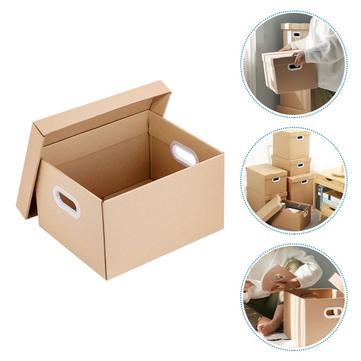 Gadpiparty Aufbewahrungsbox für Dokumente aus Papier Khakifarbene Ablagebox mit Deckel Tragbarer Aktenorganizer für Büro und Schule Stilvoll und Einfach zur Büro und Schulorganisation