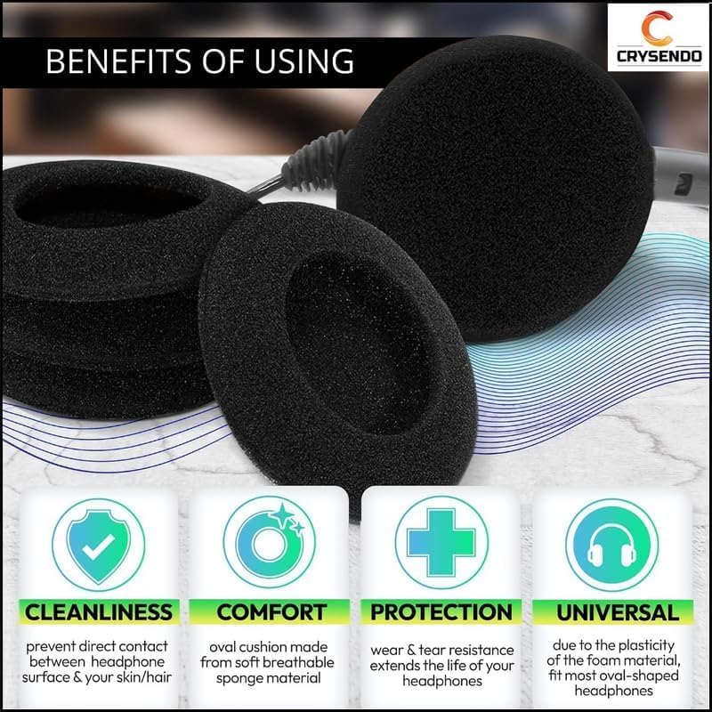Crysendo Replacement Ear Pads for Headphone Sponge Cover, 55mm, 5mm Thick 4