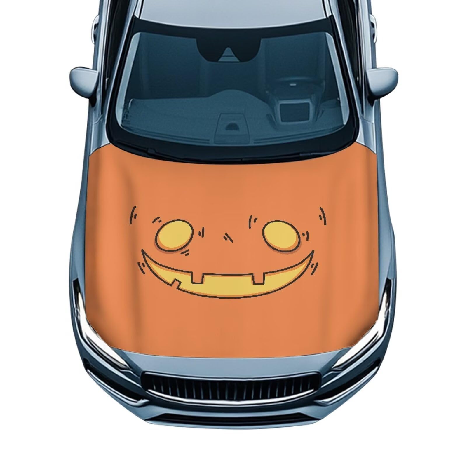 Face Halloween Hood Cover for Truck Stretchable Engine Cover Can be Washed Hood Wraps Universal for Cars
