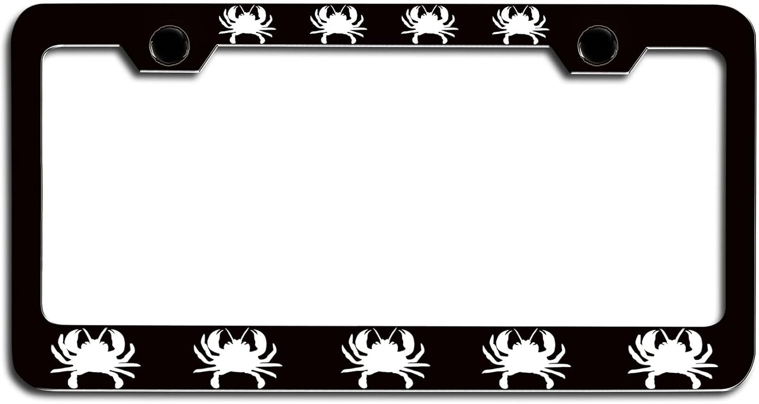 Makoroni - Crabs Logo Black Metal License Plate Frame Tag Holder, #e2