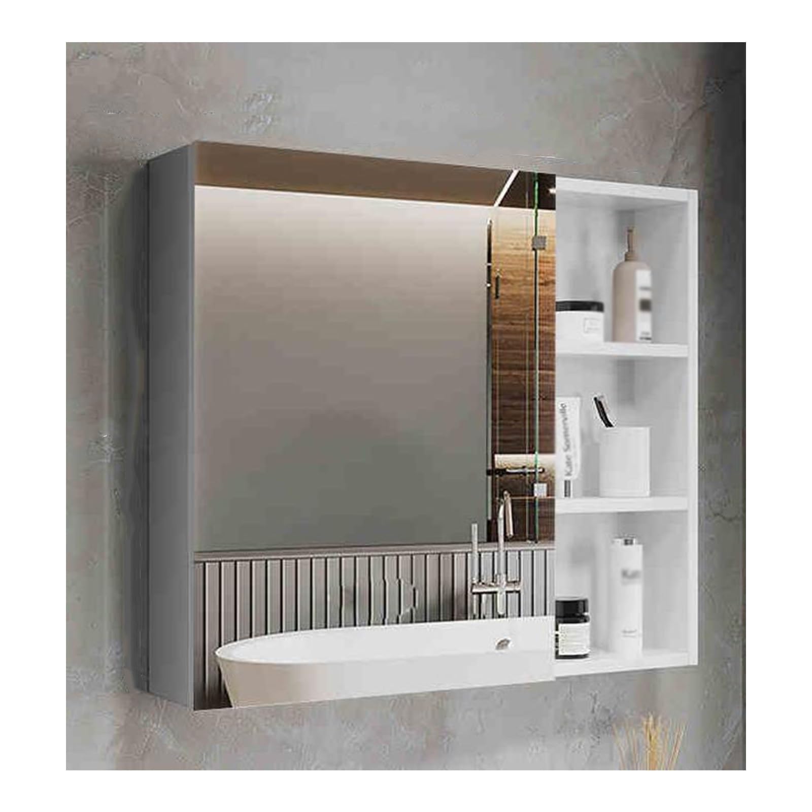 BKSXSOP 60cm Bathroom Mirror Cabinet, Wall-Mounted Space Aluminum Storage nizer, Easy Installation, Stylish Medicine Cabinet with Mirror, White Finish