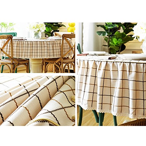 Nappe rectangulaire en coton Vichy rustique pour table de cuisine