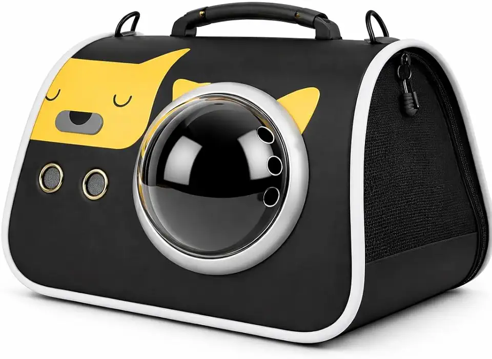 Bolsa Pet de Transporte para Cães e Gatos de Pequeno Porte em Avião, Ônibus, Automóveis | Ventilada com Janela Respirável | Confortável e Segura | Tecido Poliéster Resistente