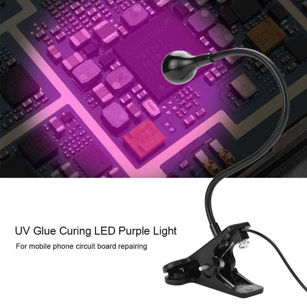 Lampa Utwardzająca Klej USB 3W UV LED z Klipsem do Naprawy Telefonu, Fioletowe światło UV LED z Przełącznikiem Sterującym, światło Wykrywające środek Fluorescencyjny