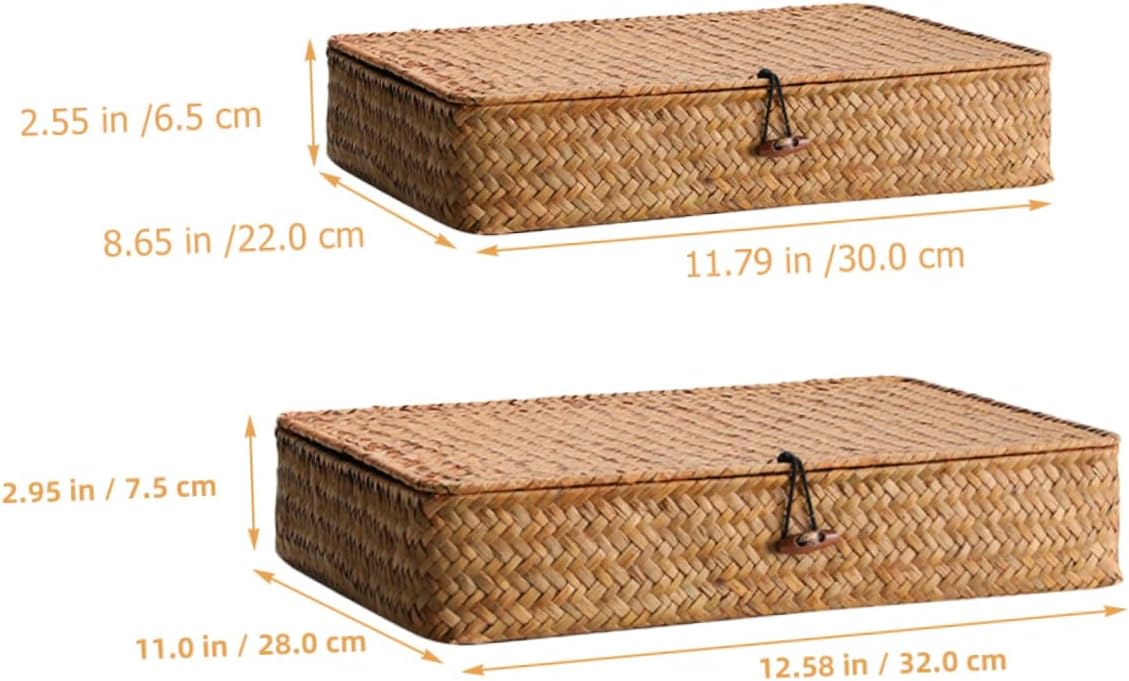 Ciieeo 2pcs Woven Storage Baskets for Organizing Straw Bins for Bedroom Kitchen and Bathroom Versatile Decorative Boxes for Sundries and