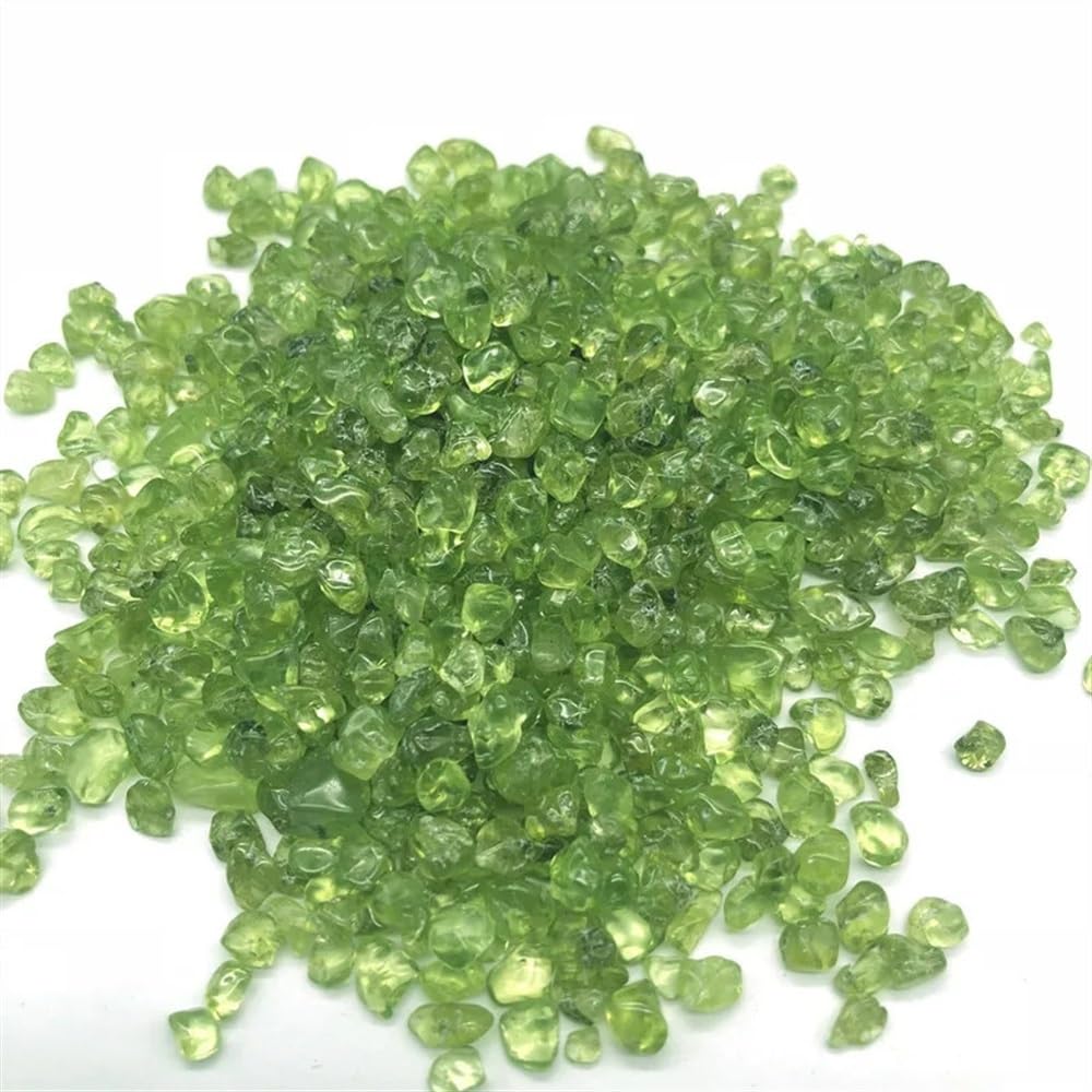 MDBJTCYZN Stone Perido Quartz Olivine Green Crystal Rock Chip Gravel Rough Raw Gemstone Decoration(300g)