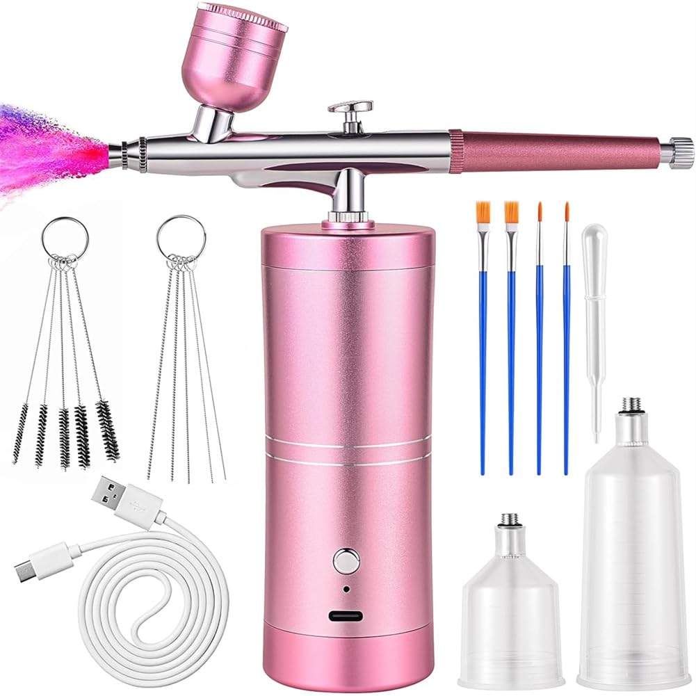 Jnchdghwa As Shown Cordless Airbrush Cake Rechargeable Paint Kit, Portable Makeup Airbrush Kit Compressor
