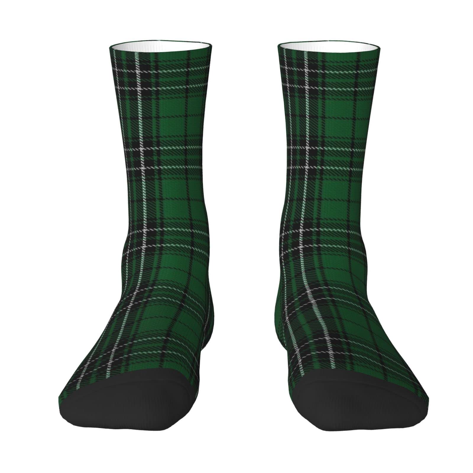 Unedskck Unisex Scottish Clan Maclean Green Black Hunting Tartan Crew Socks For Men Women, Athletic Socks Novelty Fashion Casual Tube Sock Sports Dress Socks