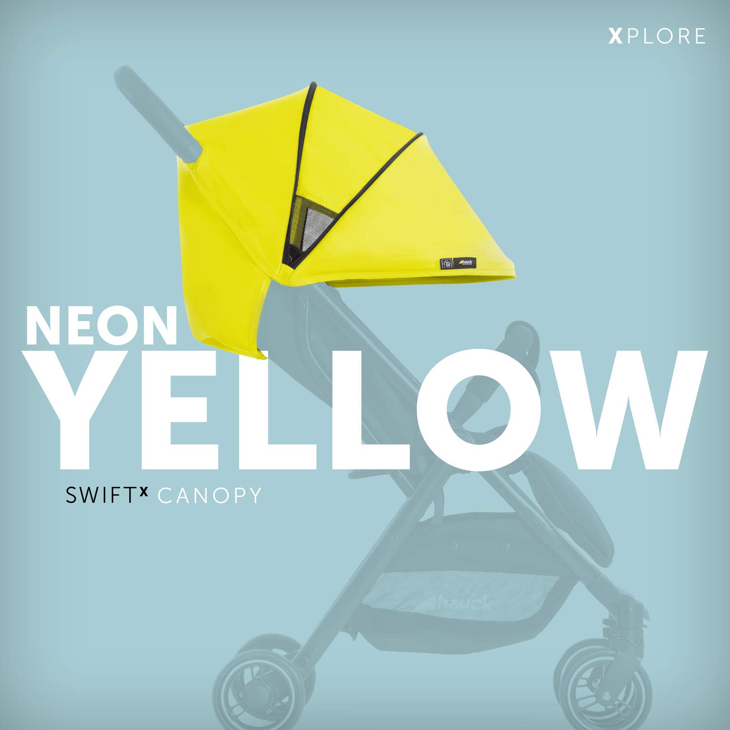 hauck Swift X Canopy, Amarillo Neon - Capota Compatible Solo con Sillas de Paseo Swift X - Parasol Carro Bebe con Protección UV 50+ y Zona de Ventilación