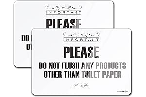 Flush Only Toilet Paper Sign 2 Pack - 4x6 Inches - Premium Finish
