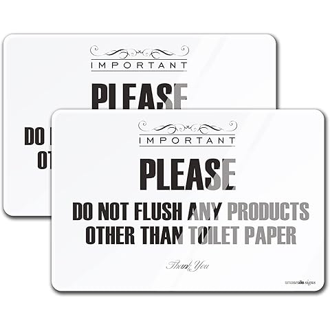 Flush Toilet Paper Only Sign 2 Pack 4