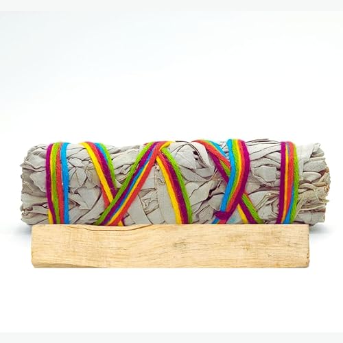 Miniatura 2 de Yerbero Paquete premium de 7 chakras de salvia blanca y Palo Santo (4 pulgadas)  Atado a mano, mejora la potencia de limpieza y meditación del hogar